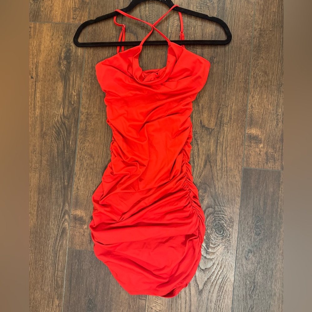 Express Vibrant Red Backless Dress